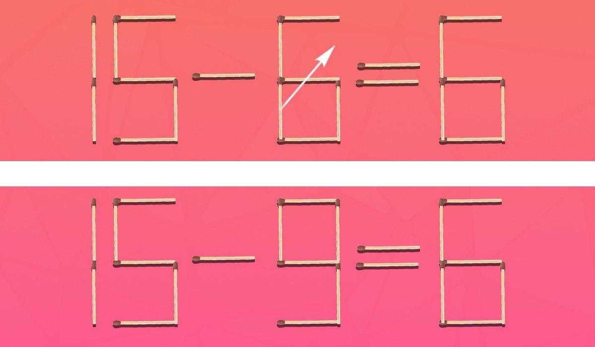 Трябва да преместите само едно съвпадение, за да бъде равенството правилно: предизвикателен пъзел